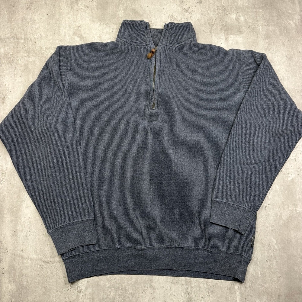 Woolrich Essential Quarter Zip Pullover Sweatshirt Steel Blue Mens Size L
